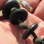 Prayer Bead Strand: Horn Beads on Paracord close up
