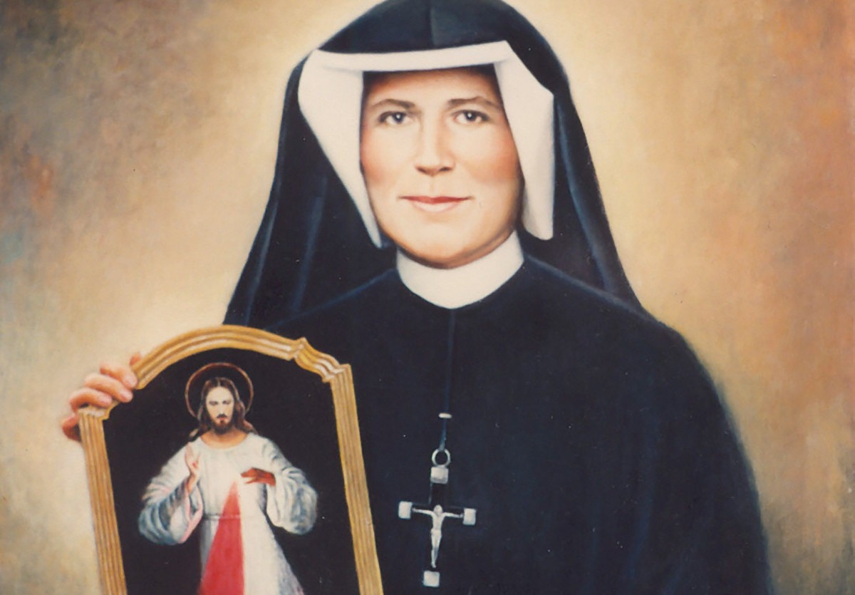 Saint Faustina Kowalska with the first Divien mercy painting