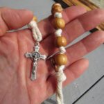 Cotton Spruce Bead Tenner with Crucifix