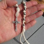 Cotton Stainless Steel Bead Tenner with Crucifix