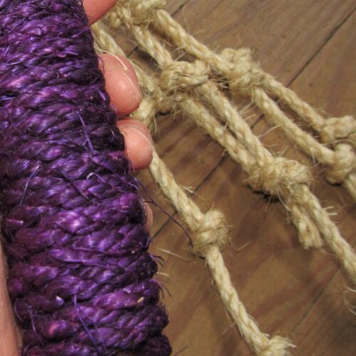 Penitential Edition: All-Rope Hemp Disciplina with Purple Sisal Grip